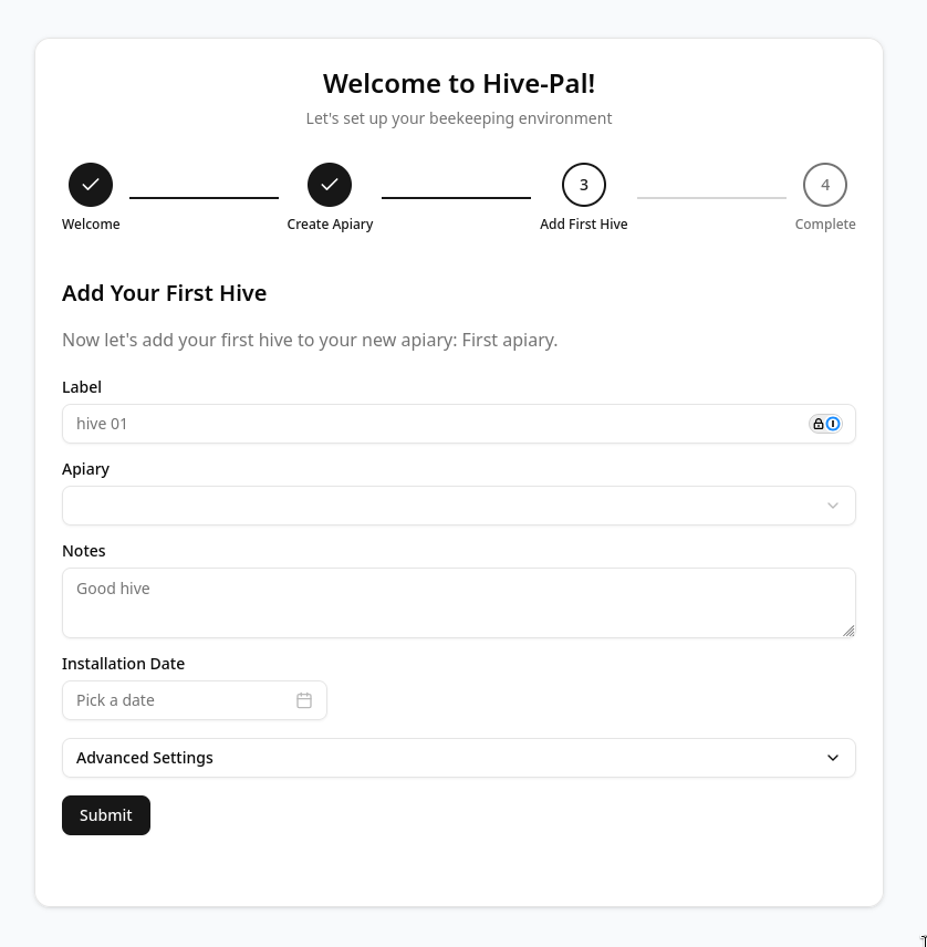 Apiary Creation Form