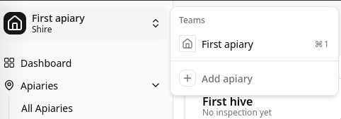 Apiary Dropdown in Sidebar
